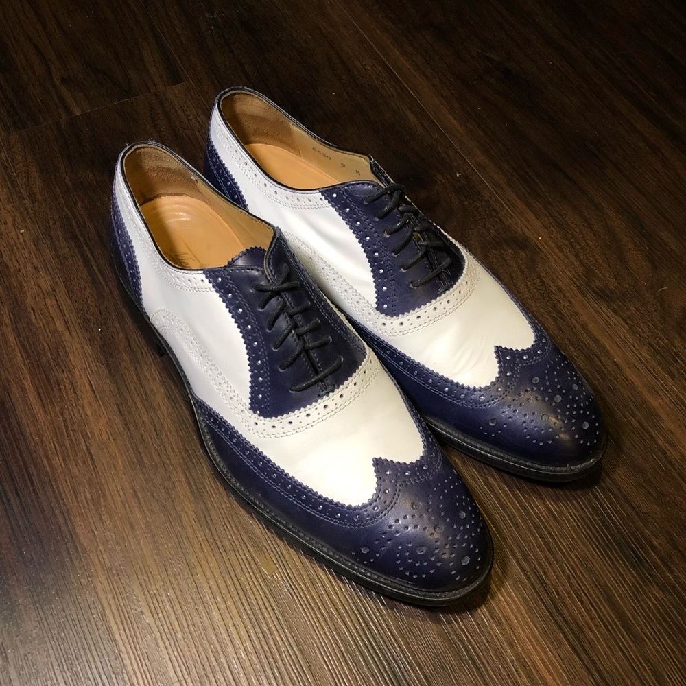 Mercanti Fiorentini Navy & White Wingtip Oxfords
